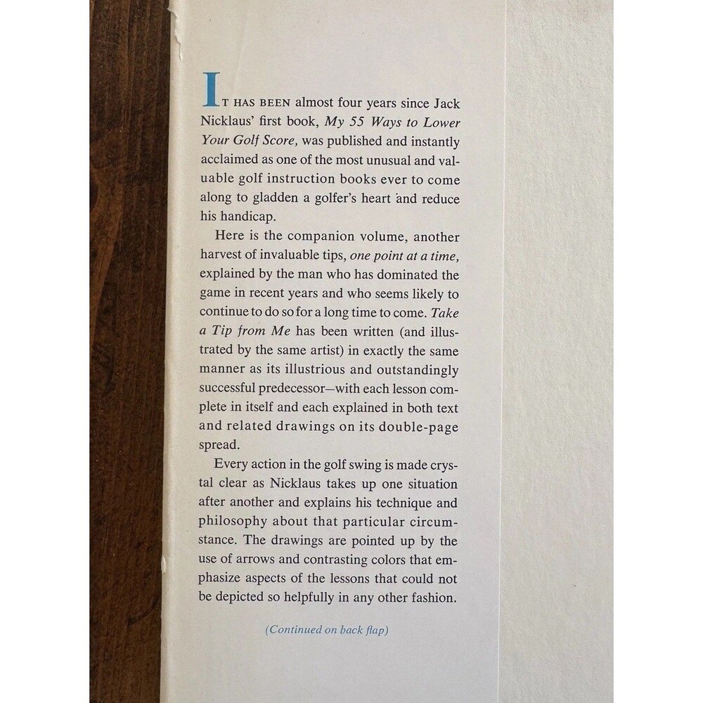 Jack Nicklaus Take A Tip From Me (Vintage First Printing) GOLF Book Hardcover - Picture 2 of 6